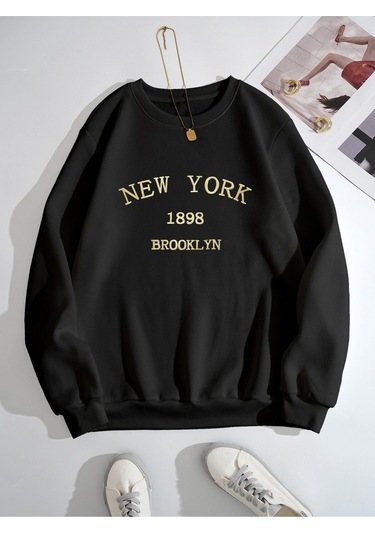 Coke Serisi Letter Embroidery Thermal Lined Sweatshirt-trzksw2083 Beyaz