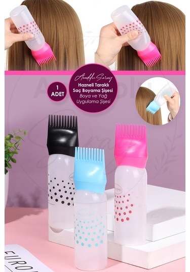 Anadolu Saray Pratik Hazneli Taraklı Saç Boyama Şişesi Saç Yağı Uygulama Tarağı