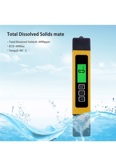 Qingmipy İçme Suyu Kalite Ölçer - Ec Ve Saf Su Test Cihazı Abs Malzeme Sarı