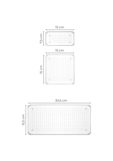 Vienev 4lü Şeffaf Çekmece Içi Düzenleyici Organizer 1x B.dkdrtgn, B.kare 2x K.dkdrtgn