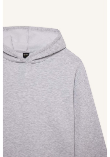 Defacto Relax Fit Kapüşonlu Basic Düz Kalın Sweatshirt D9935ax25wngr93 Gri