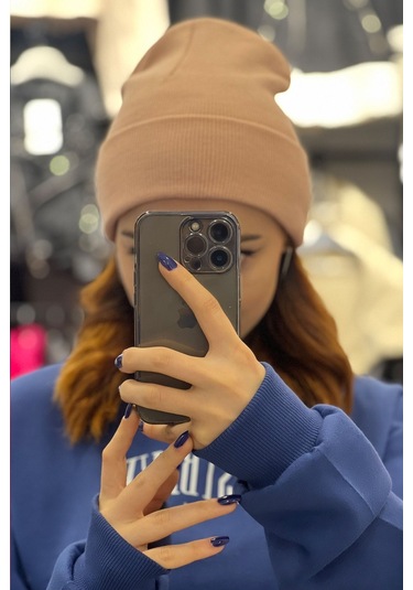 Unisex Kışlık Pudra Katlamalı Bere Pudra