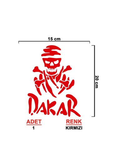 Dakar Kuru Kafa Sticker - Dakar Sticker - 15cmx20cm-kırmızı