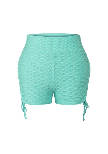 Skycity Kadın Yüksek Bel Yoga Şortu - Nefes Alabilen Kumaş, Yan Düğmeli, Koşu Ve Spor İçin Açık Mavi