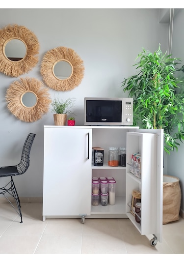 Erzak Dolabı 2 Kapaklı 90 Cm Çok Amaçlı Dolap Beyaz Beyaz