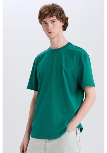 DeFacto %100 Pamuk New Regular Fit Bisiklet Yaka Basic Düz Kısa Kollu Tişört V7699AZ25SPGN1041