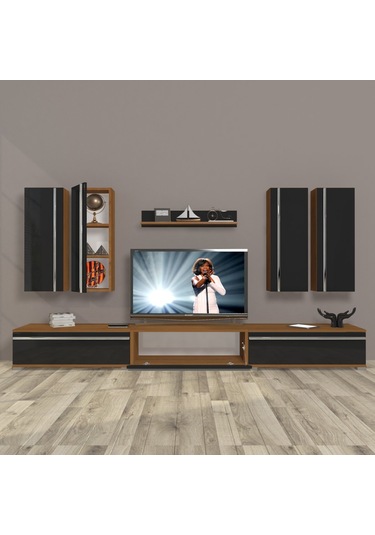 Decoraktiv Eko 8d Mdf Tv Ünitesi Tv Sehpası Ceviz - Siyah