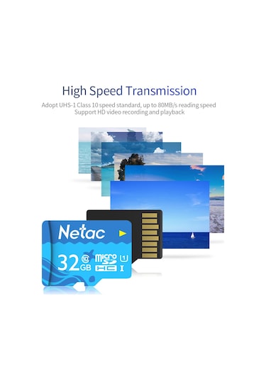 Gajeena Netac P500 16gb Mikro Sd Kart - Uhs-1 Class10, 80mb/s Hızlı Okuma, Kameralar, Araç Kaydediciler İçin Dayanıklı Hafıza Kartı