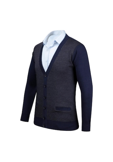 Erkek Büyük Beden V Yaka Triko Hırka Düğmeli 5014mb Bgl-st04040 Lacivert