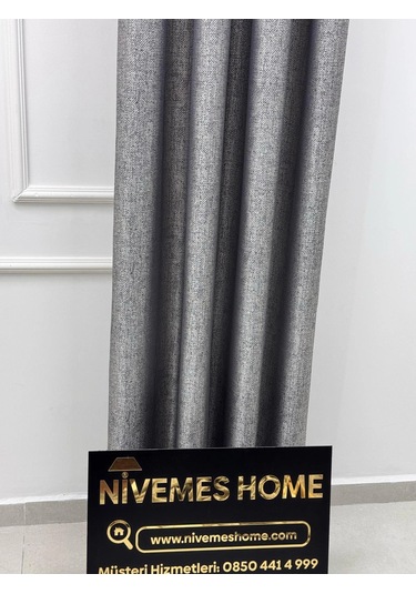 Nivemeshome Nevra V-5209 Gri 1/3 Sık Pileli Fon Perde Apm Gri