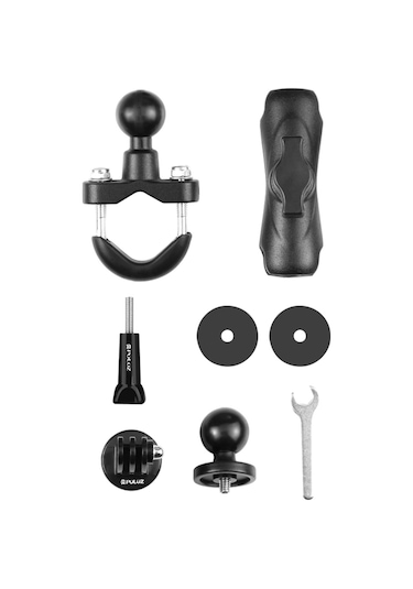 Geeroyoo Motor Gücü Ve Bisiklet Gövdesi İçin Hareketli Kamera Tutucu - 360 Döner Çift Top Başlı - 3,6cm Çaplı Çubuklara Uyumlu - Siyah Abs Malzeme