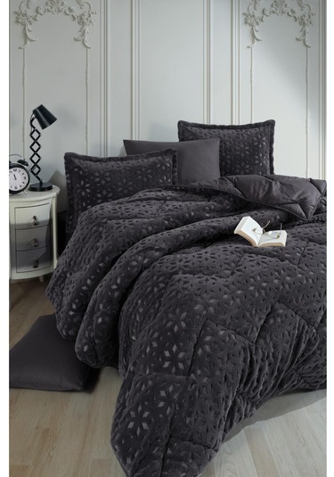 Clasy Wellsoft Jakarlı Çift Kişilik Uyku Seti Babil Antrasit