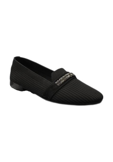 Mehmet Mete 9532 Fashion Taşlı Kadın Babet Sıyah