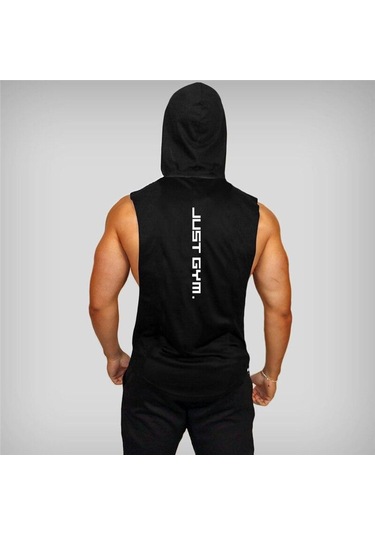 Siyah Muscleguys Yeni Moda Spor Pamuk Kolsuz Gömlek Erkek Spor Salonu Kapüşonlular Tank Top Erkekler Spor Gömlek Vücut Geliştirme Atlet Egzersiz Yelek Erkekler Siyah