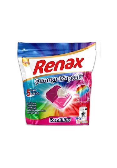 Renax Çamaşır Kapsülü 30 Yıkama Renkliler X 2 Adet