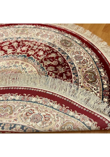 Yuvarlak Madalyon Desenli 200 X 200 Cm İpek Halı Bordo