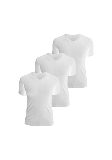 Josejuan 3'lü Erkek Atlet V Yaka Yarım Kollu Suprem %100 Pamuk 3307-3'lü Beyaz