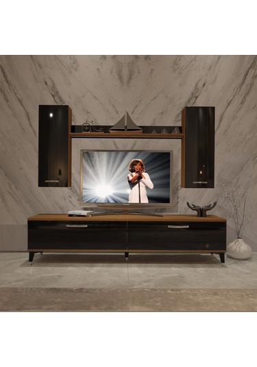 Decoraktiv Eko 7 Slm Std Silver Tv Ünitesi Tv Sehpası Ceviz - Siyah