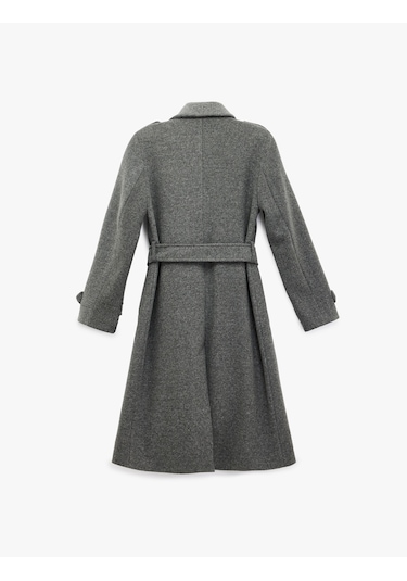 Koton Cepli Uzun Kollu Kemerli Kruvaze Uzun Kaşe Kaban Antrasit 6wak00237ew Antrasit