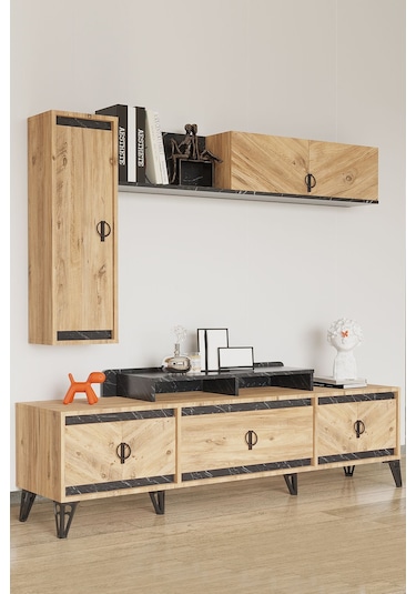 Modalife Avrupa 186x43 Üst Raflı TV Ünitesi Atlantik Çam