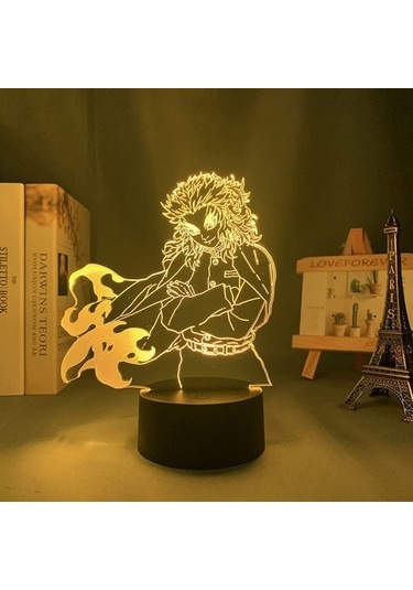 Wealthglow Çizgi Film Iblis Avcısı Anime Figürü 3d İllüzyon Led Odası 44dt5m Siyah