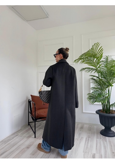 Keymoda Kadın Premium Kalite Kaşe Kaban Siyah Siyah