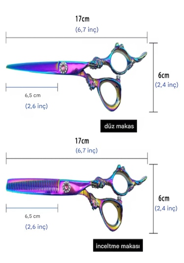 Deri Çantalı 3 Parça Elit Profesyonel Kuaför Berber Makası Ara Ma