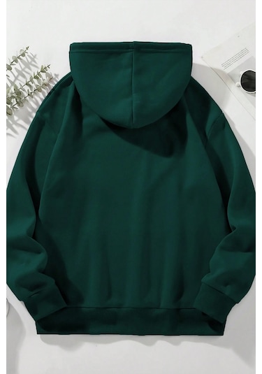 Malıbu Baskılı Oversize Sweatshirt Yeşil