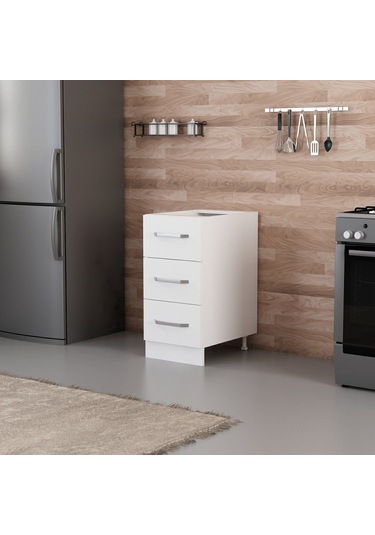 Minar Mutfak Alt Modül 3ç Nray 40cm Dolap Beyaz - B1