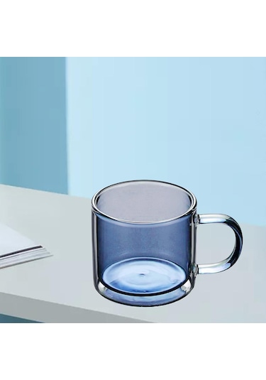 Suntek Magideal 250 Ml Cam Bardak Şampanya İçme Bardağı Yuvarlak Mavi