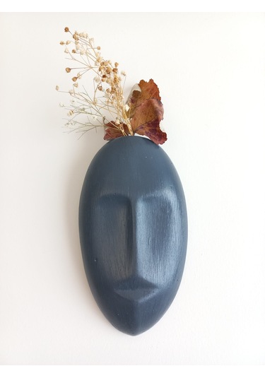 Dekoratif Mask Duvar Vazosu, Duvar Dekoru ,heykel Duvar Süsü, Antrasit