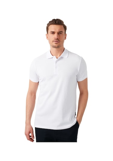 Buratti Pamuklu Regular Fit Düğmeli Erkek Polo Yaka T Shirt 5902127 Beyaz