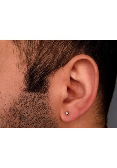 Sirius F Renk 0.06 Karat Tektaş Erkek Küpesi  0804E0125