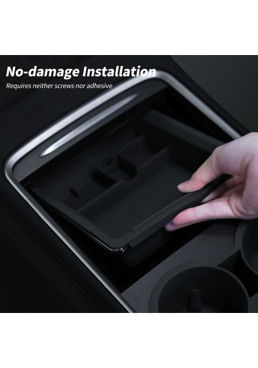 Yaozixa Tesla Model 3/y İçin Silikon Ve As Malzeme Kontrol Konsolu Organizatörü - Siyah Depolama Kutusu Seti