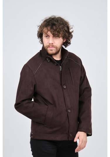 By Serco Erkek Deri Biyeli Klasik Kaban 0620680 Koyu Kahve-Kahve Melanj Kahverengi Melanj