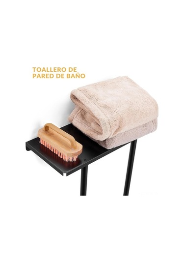 Besthome1 3 Kanca Paslanmaz Banyo Duvar Kurulu Torba Rafı, 3 Havlu Saklama, Suda Dayanıklı, Siyah Siyah