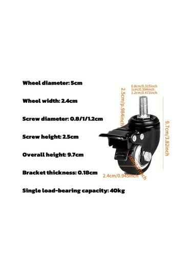 Dashanshop 4 Adet 10mm Frenli Ağır Hizmet Döner Tekerlek 353 Kg Masalar Sehpalar