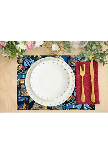 The Batman Kumaş Amerikan Servis 4'lü Set 35x50cm Warner Bros Lisanslı Ürün, Keten Kumaş Çok Renkli