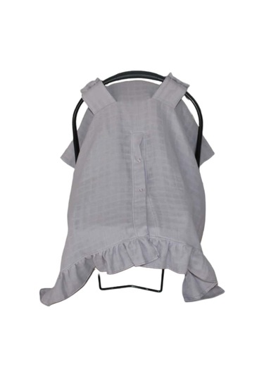 Pamuk Müslin Kumaş Puset Örtüsü Çıt Çıt Ve Fırfır Desenli Gri Puset Örtüsü Açık Gri