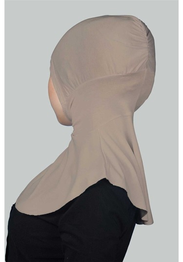 Kadın Tesettür Pratik Boyunluklu Hijab - Sporcu Bone Açık Vizon