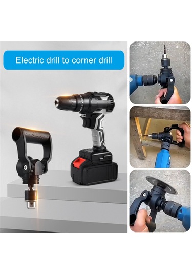 Xurunkeji 90 Derece Matkap Adaptörü Çok İşlevli Matkap Adaptörü Dik Açı Matkap Ataşmanı Metal Matkap Mandren Aksesuarı