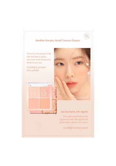 Dasique Karıştırılabilir Renk Tonlarına Sahip 4lü Allık Blending Mood Cheek 03 Peach Blending 03 Peach Blending