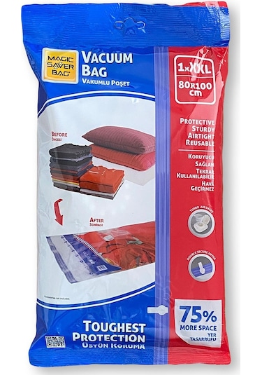 Vakumlu Hurç Poşet Xxl Beden 80x100 Cm Şefaf