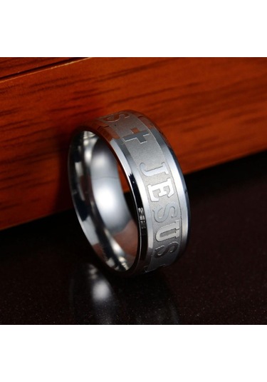 Siyah Serin Unisex Paslanmaz Çelik İsa Haç Hıristiyanlık Parmak Yüzük Band Takı Us 10 Siyah