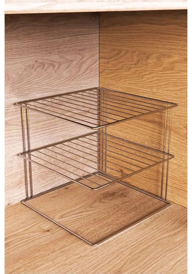 Magic Objects Chrome 3 Katlı Dolap İçi Raf Düzenleyici Mutfak Düzenleyici Tabak Bardak Düzenleyici Gri