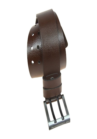 Hakiki Deri Erkek Çift Dilli Kot Kemeri 4,5 Cm Kahverengi