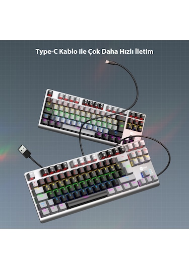 Lecoo GK304 Kablolu Red Switch Makrolu RGB Gaming Mekanik Türkçe Q Klavye