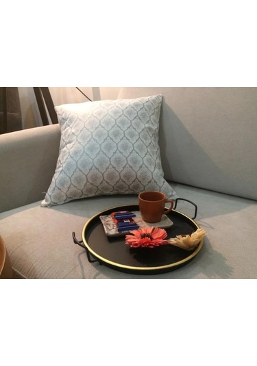 Melisa Damask Baskılı Duck Kumaş Gümüş Kırlent 45 45 Cm - 525 45 x 45