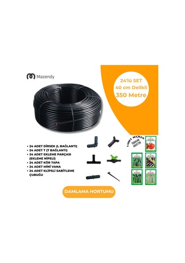 16 Mm 350 Metre 40 Cm Damlama Sulama Hortumu Seti 24 Li Set