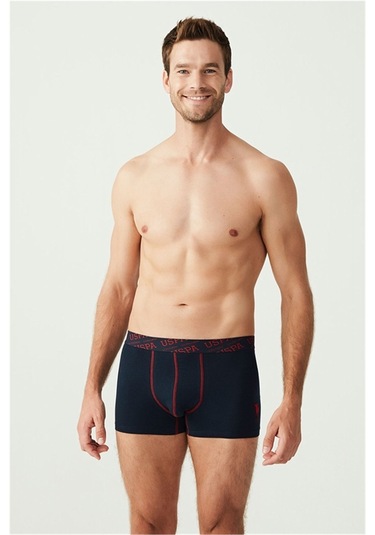 U.s Polo Assn. 80336 Erkek 3 Lü Boxer-lacivert&kırmızı&grimelanj Lacivert